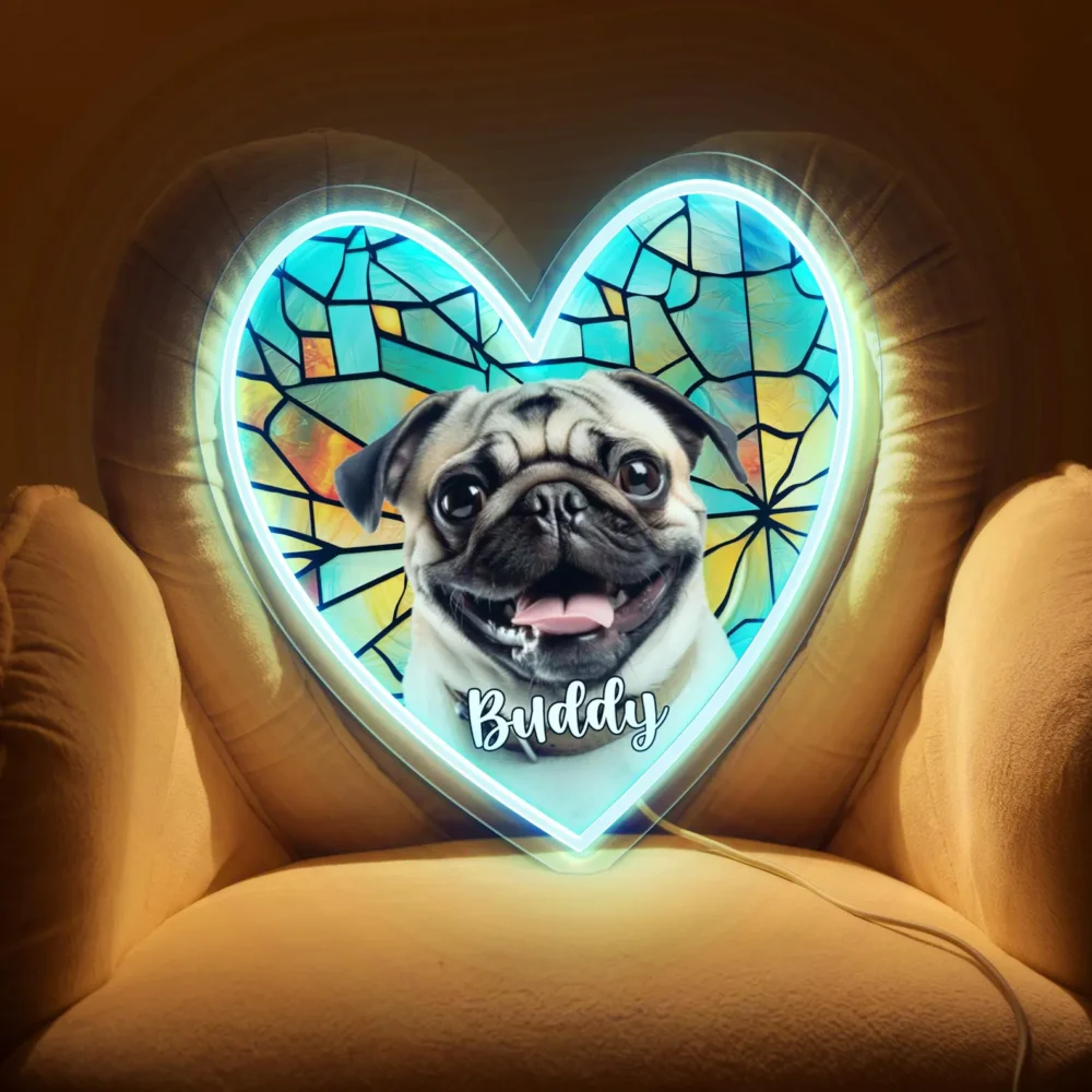 Dog Watercolor Custom, Pet Lover Gifts Neon Sign, Dog Gifts Humans, Dog Mom Gifts, Pet Memorial Gift Cat, Dog Memorial Gift (Copy) - Image 2