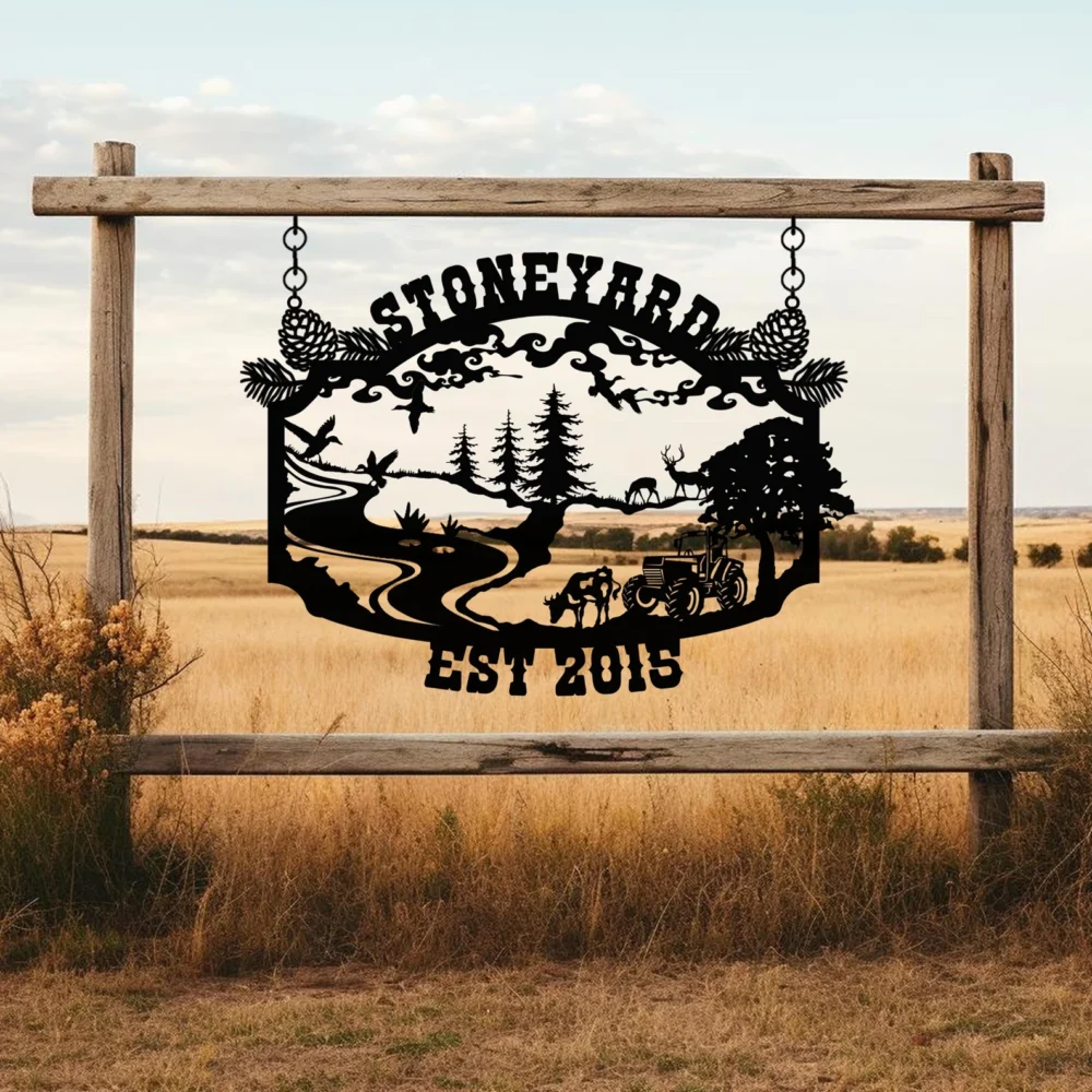Personalized Farmhouse Metal Entrance Sign, Custom Metal Ranch Name Sign, Unique Anniversary Gift, Handmade, Gift For Family, Gift ForFarmer - Image 6