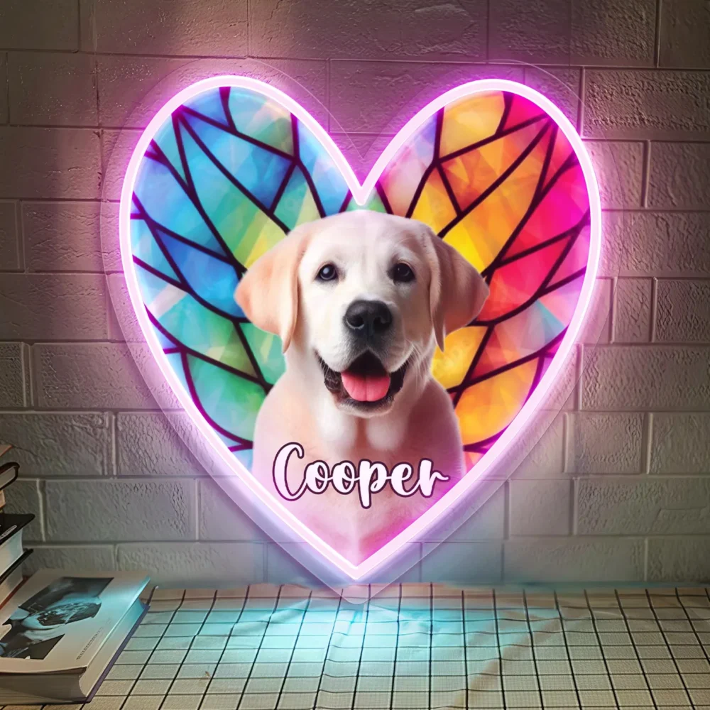 Dog Watercolor Custom, Pet Lover Gifts Neon Sign, Dog Gifts Humans, Dog Mom Gifts, Pet Memorial Gift Cat, Dog Memorial Gift (Copy)