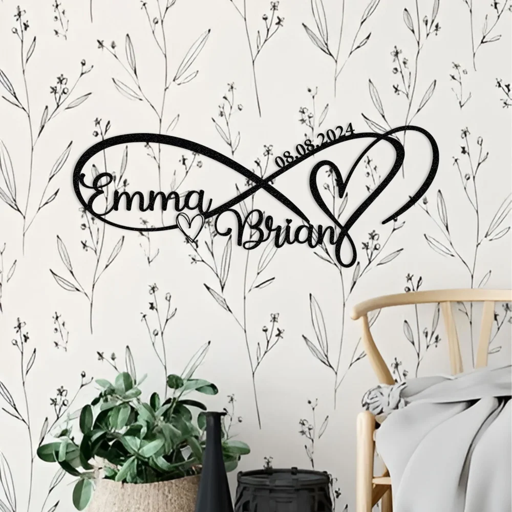 Metal Customized Love Sign,Personalized Infinity Heart Metal Sign,Weddings,Anniversary,Home Decoration Metal Wall Art,Valentines Day,Gifts