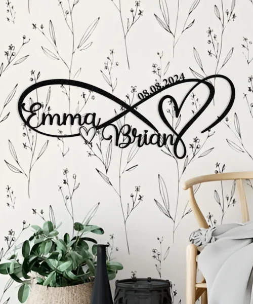 Metal Customized Love Sign,Personalized Infinity Heart Metal Sign,Weddings,Anniversary,Home Decoration Metal Wall Art,Valentines Day,Gifts